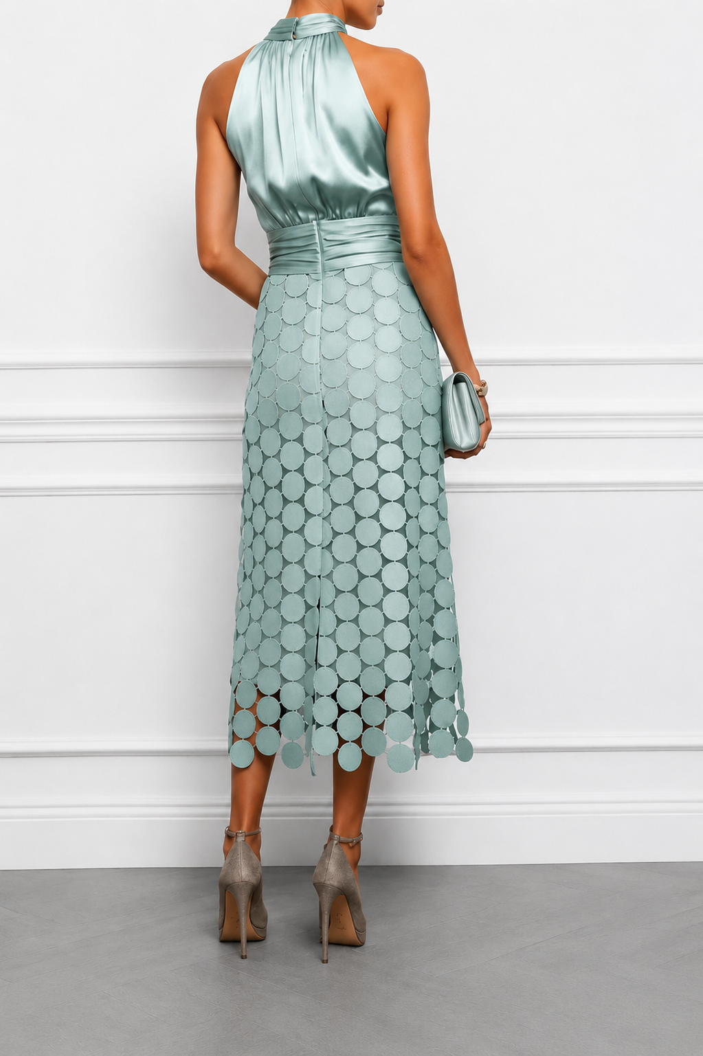 Georgia | Halter Neck Textured Midi Dress