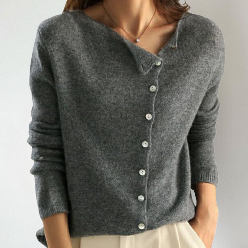 Iris | Women's Chic Asymmetrical Button Cardigan