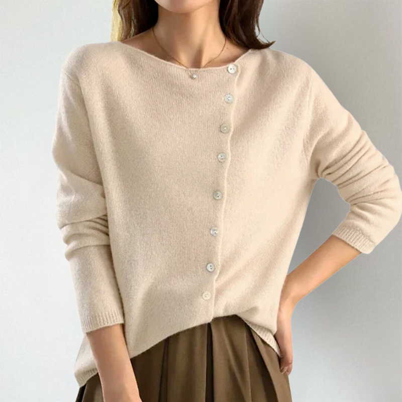 Iris | Women's Chic Asymmetrical Button Cardigan