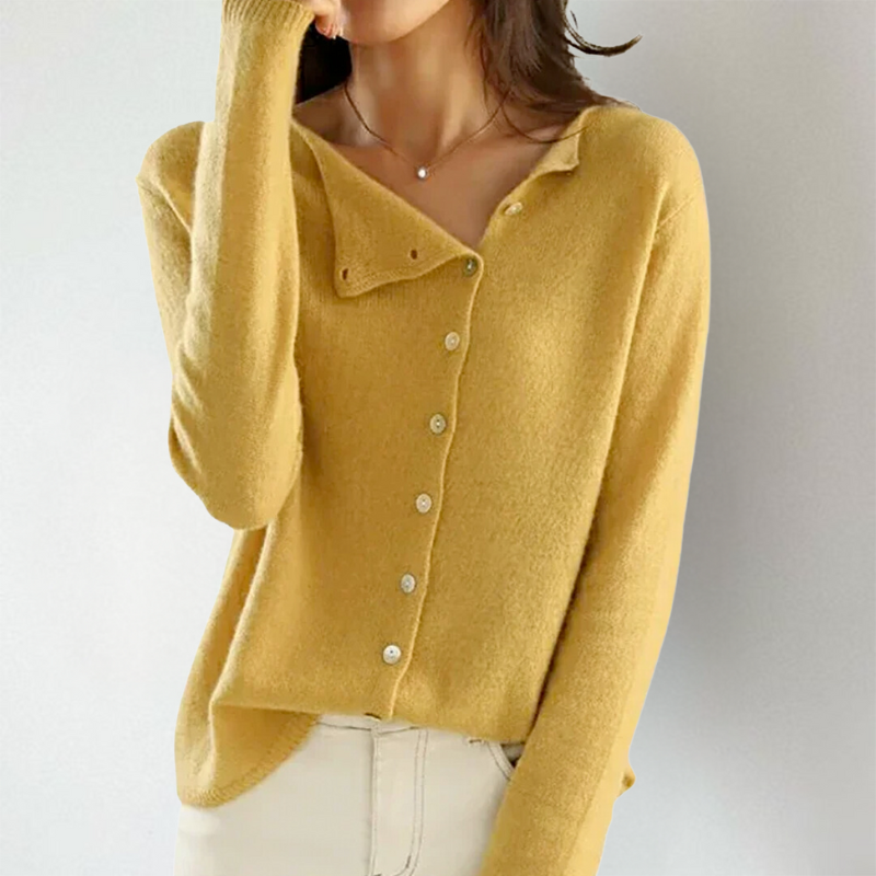 Iris | Women's Chic Asymmetrical Button Cardigan
