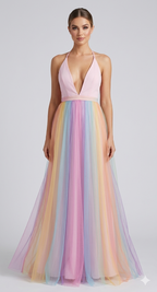 Adalina | Women's Halter V-Neck Maxi Dress