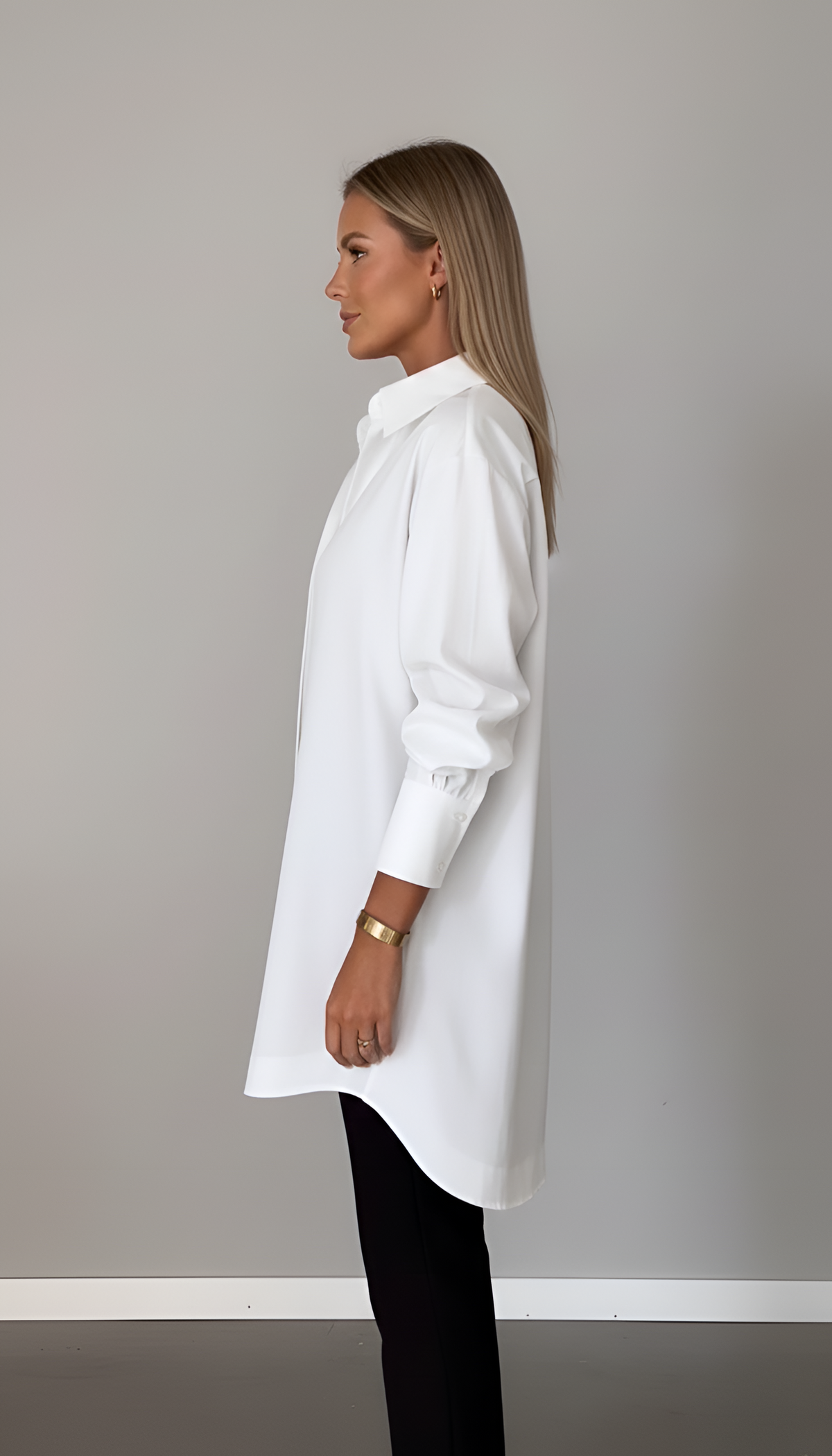 Verena | Oversized Cotton Shirt Classic Color Button Front