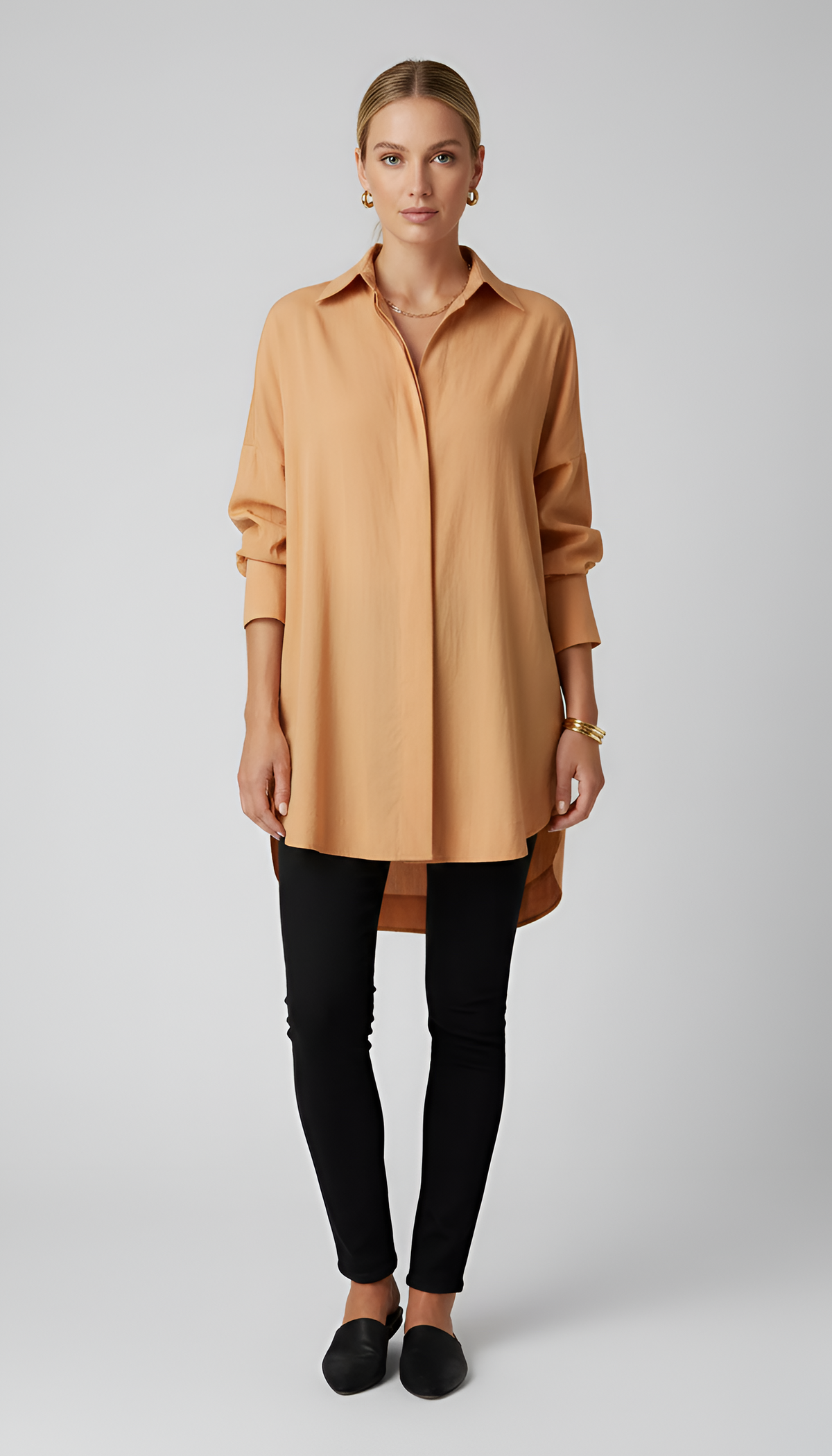 Verena | Oversized Cotton Shirt Classic Color Button Front