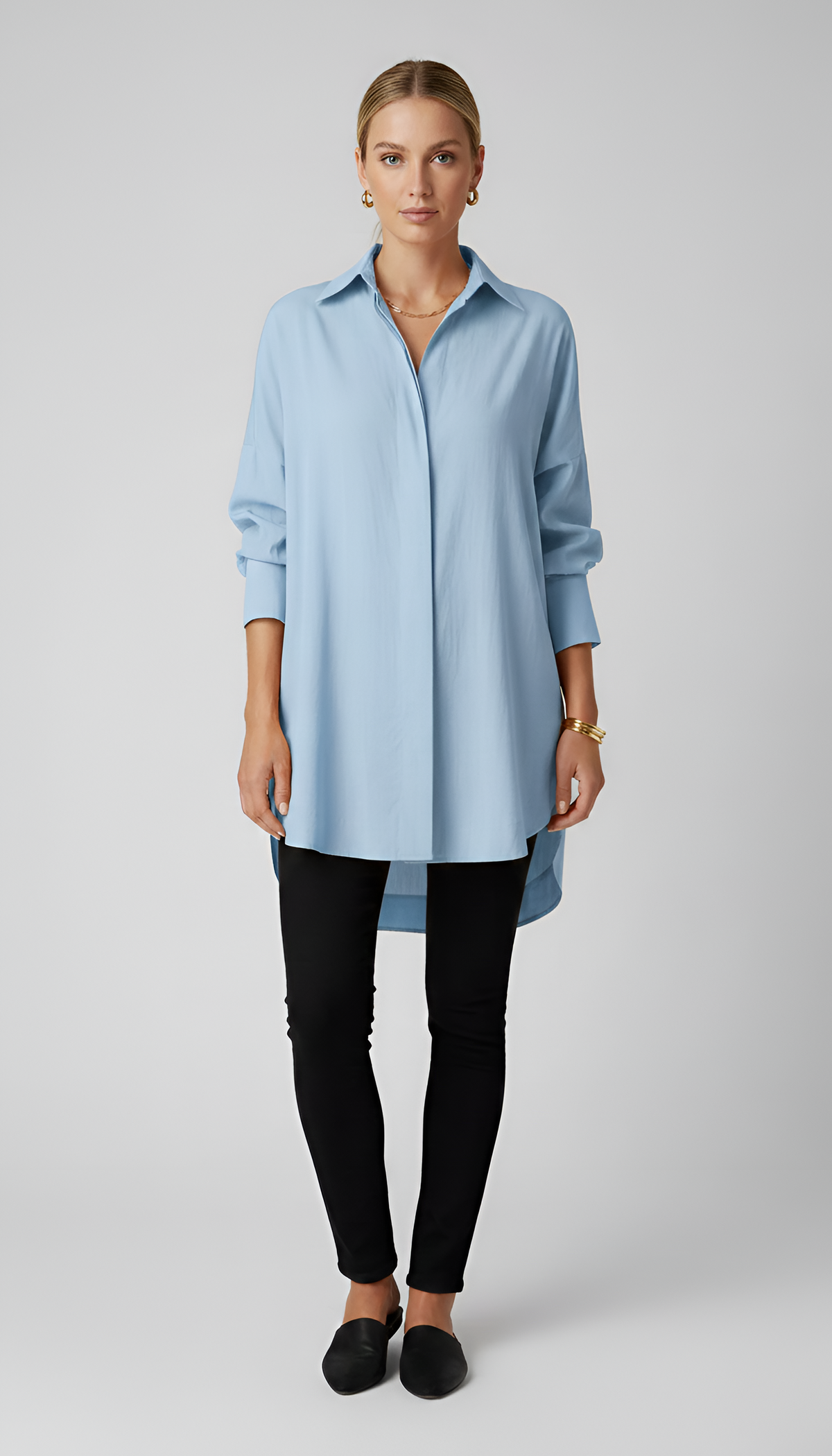 Verena | Oversized Cotton Shirt Classic Color Button Front
