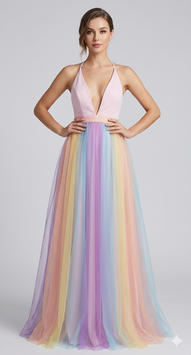 Adalina | Women's Halter V-Neck Maxi Dress