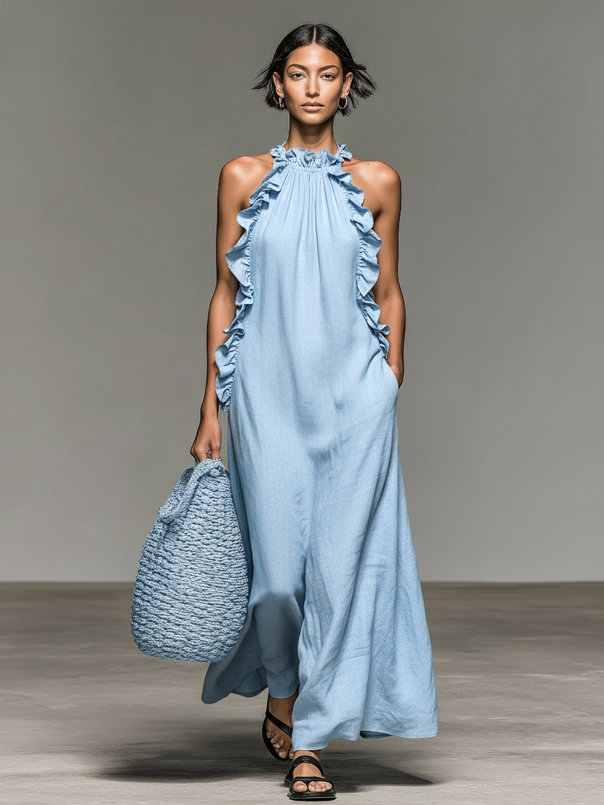 Lucy | Ruffle Sleeveless Maxi Dress