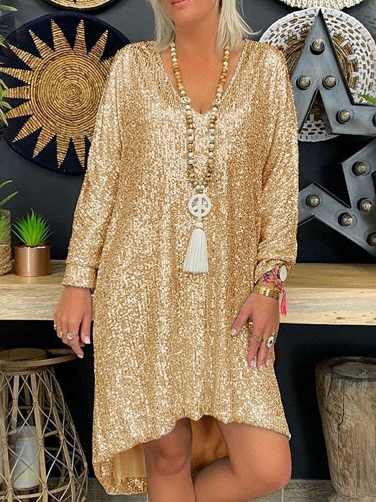 Aurelia | Long Sleeve Sequin Evening Gown
