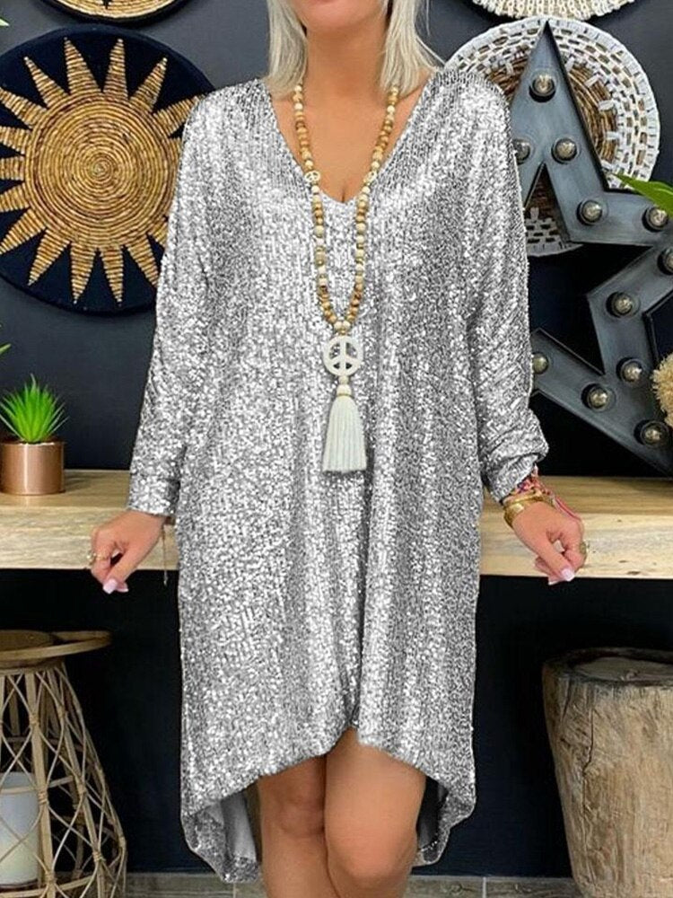 Aurelia | Long Sleeve Sequin Evening Gown