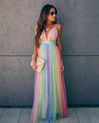 Adalina | Women's Halter V-Neck Maxi Dress