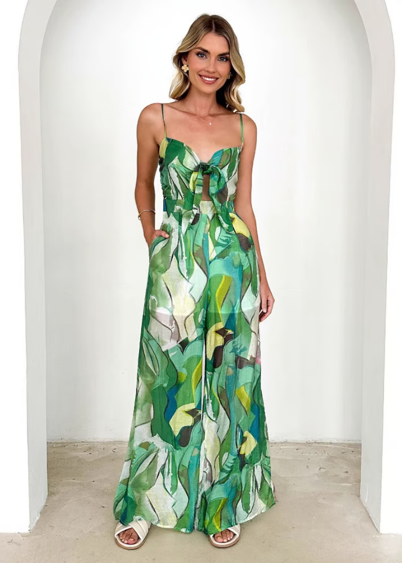 Solene | Tie-Front Print Jumpsuit