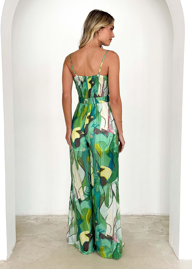 Solene | Tie-Front Print Jumpsuit