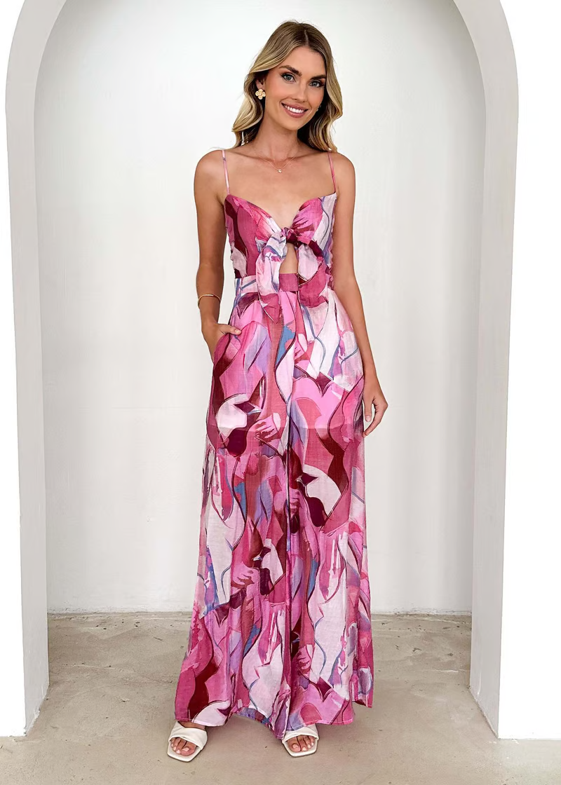 Solene | Tie-Front Print Jumpsuit