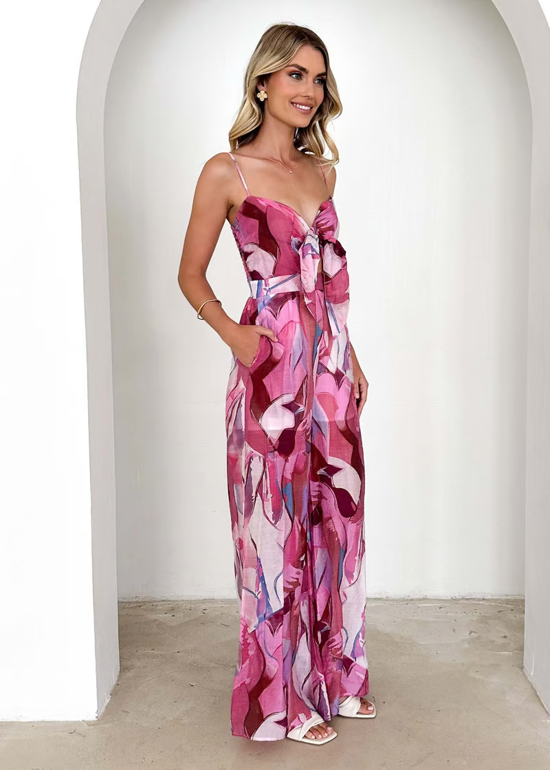 Solene | Tie-Front Print Jumpsuit
