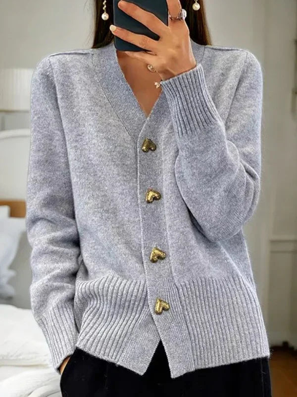 Ella | Heart Button Knit Cardigan