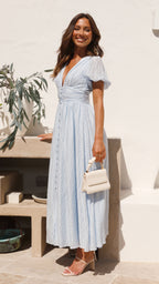 Marlena | Women's V-Neck Maxi Dress with Buttons