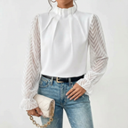 Avelina | Gathered Neck Lace Sleeve Blouse