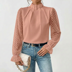 Avelina | Gathered Neck Lace Sleeve Blouse