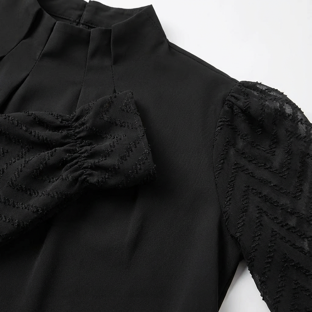 Avelina | Gathered Neck Lace Sleeve Blouse