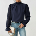 Avelina | Gathered Neck Lace Sleeve Blouse