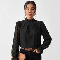 Avelina | Gathered Neck Lace Sleeve Blouse
