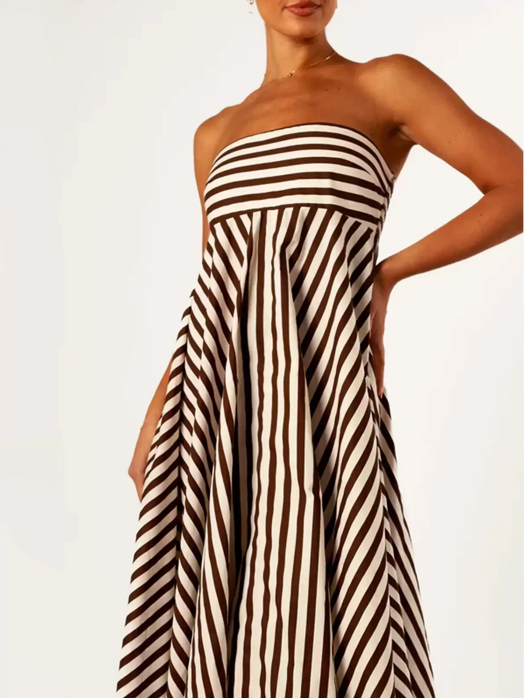 Seraphine | Striped Strapless Maxi Dress