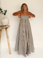 Seraphine | Striped Strapless Maxi Dress