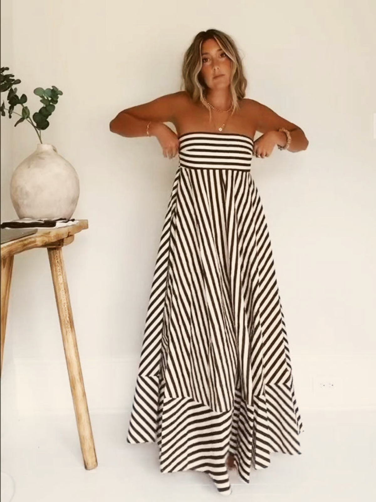 Seraphine | Striped Strapless Maxi Dress
