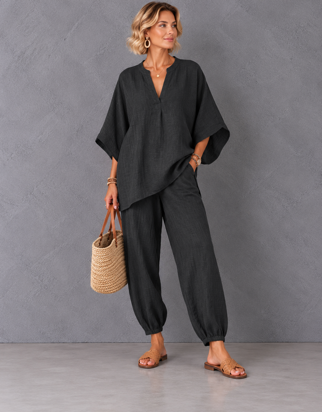 Solenne | Textured Asymmetric Two-Piece Set