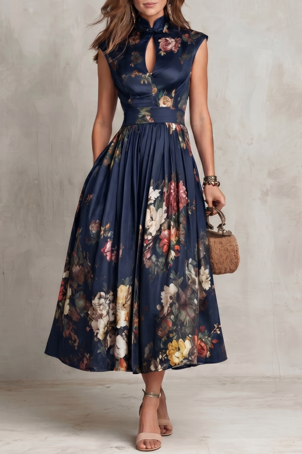 Verity | Women's Sleeveless Floral Midi Dress