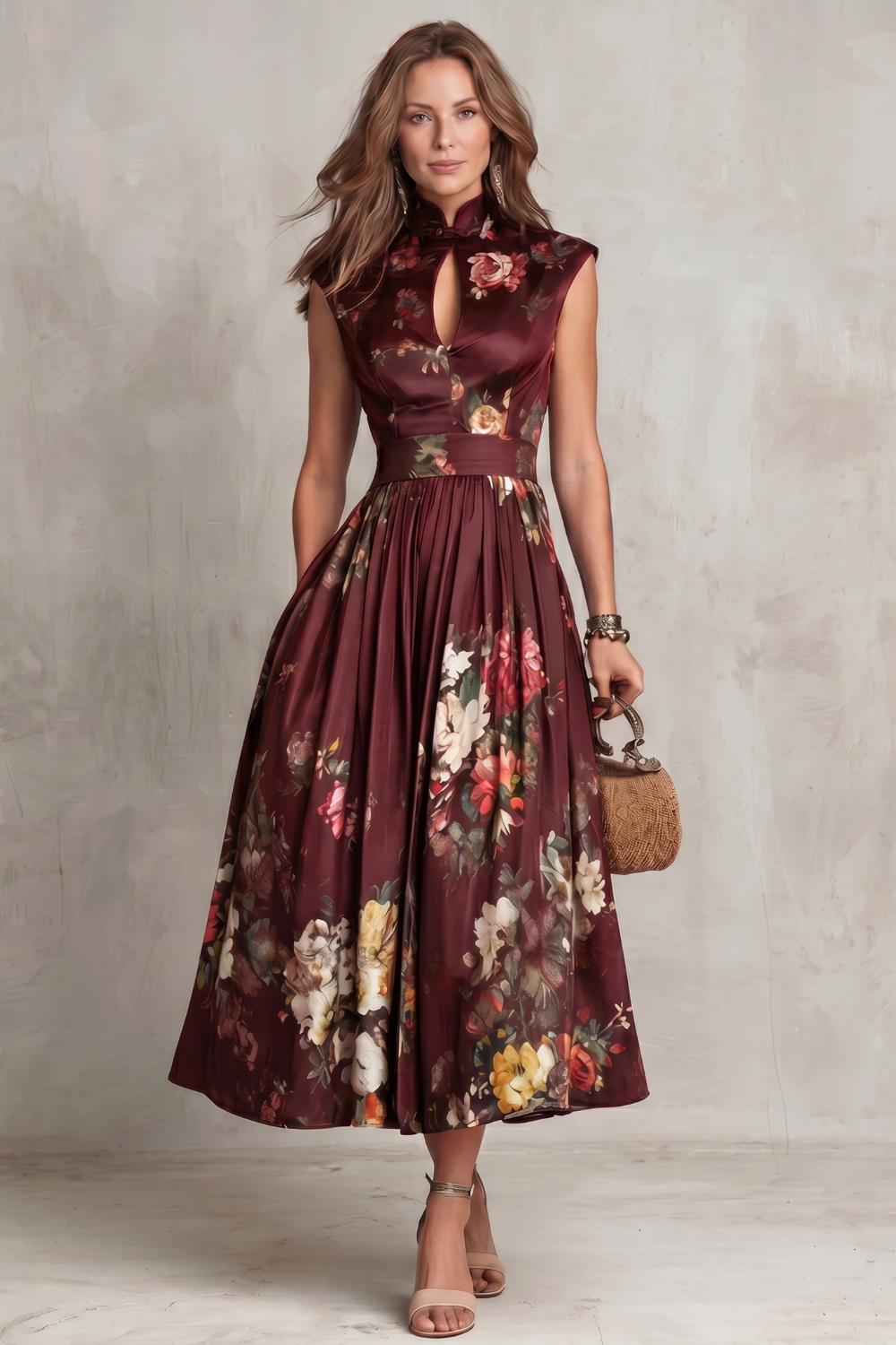 Verity | Women's Sleeveless Floral Midi Dress