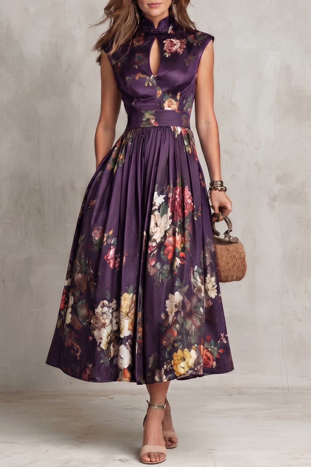 Verity | Women's Sleeveless Floral Midi Dress