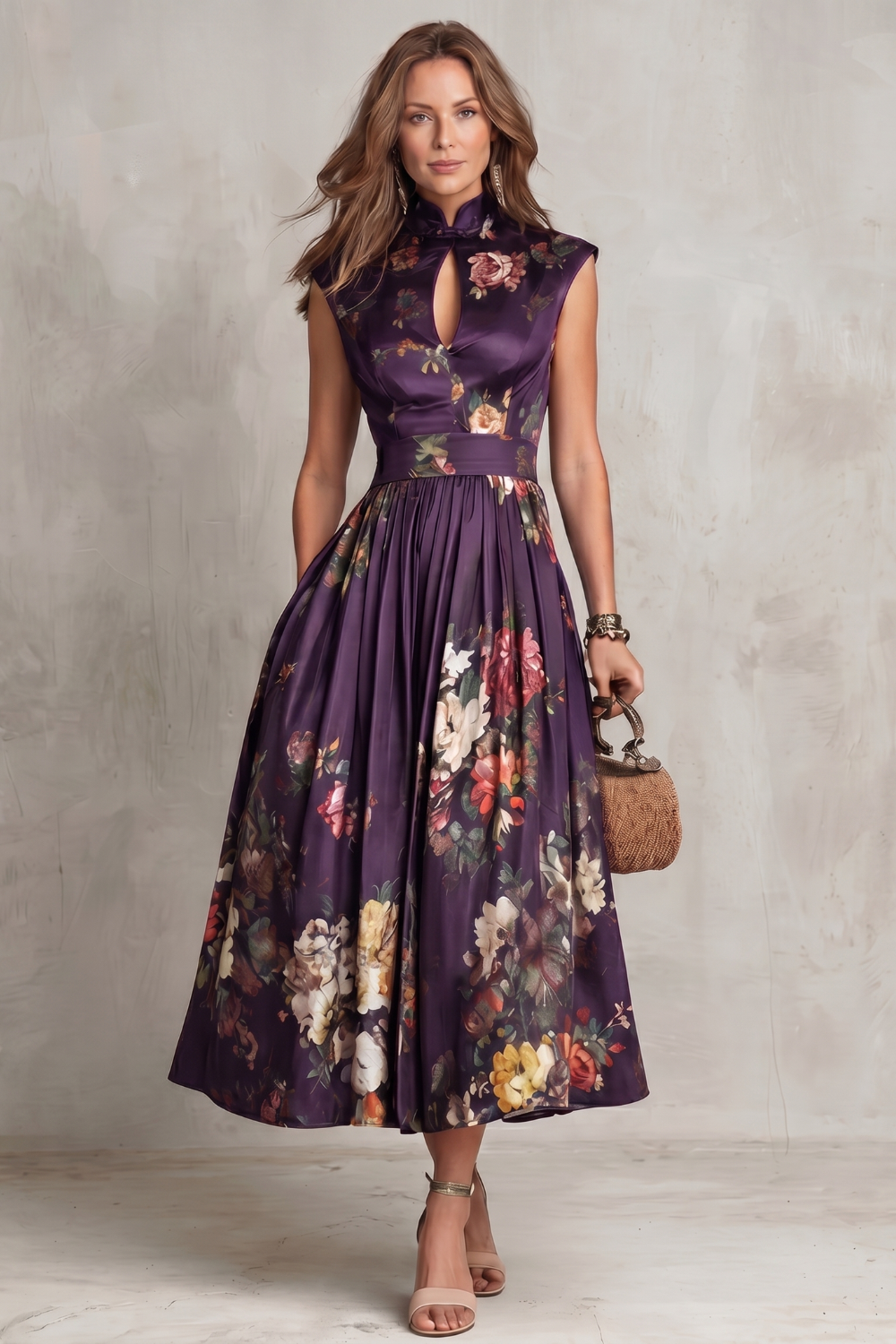 Verity | Women's Sleeveless Floral Midi Dress