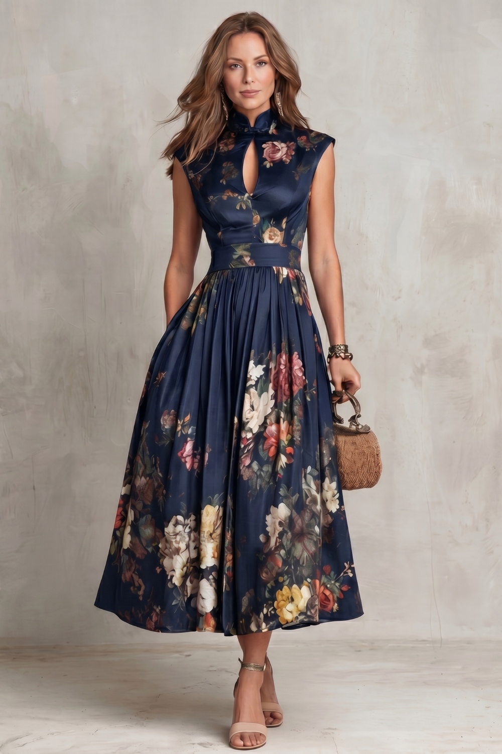 Verity | Women's Sleeveless Floral Midi Dress