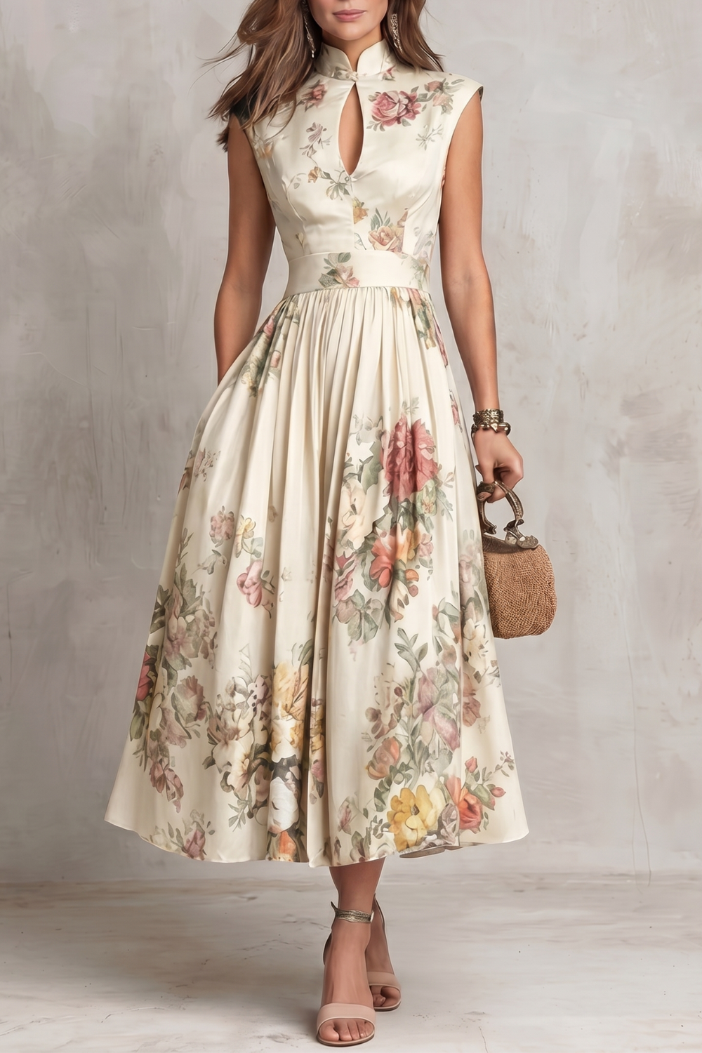 Verity | Women's Sleeveless Floral Midi Dress