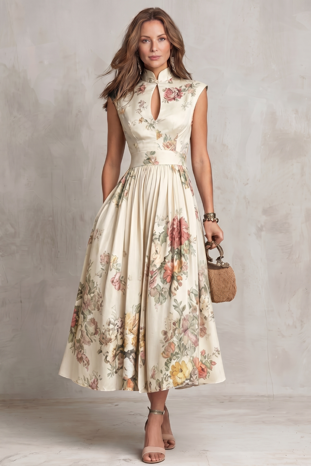 Verity | Women's Sleeveless Floral Midi Dress
