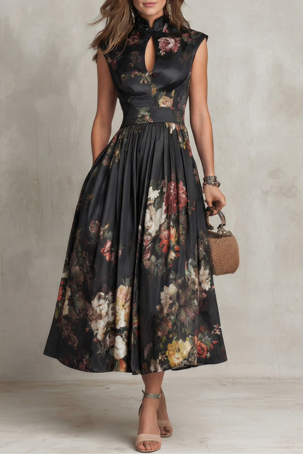 Verity | Women's Sleeveless Floral Midi Dress