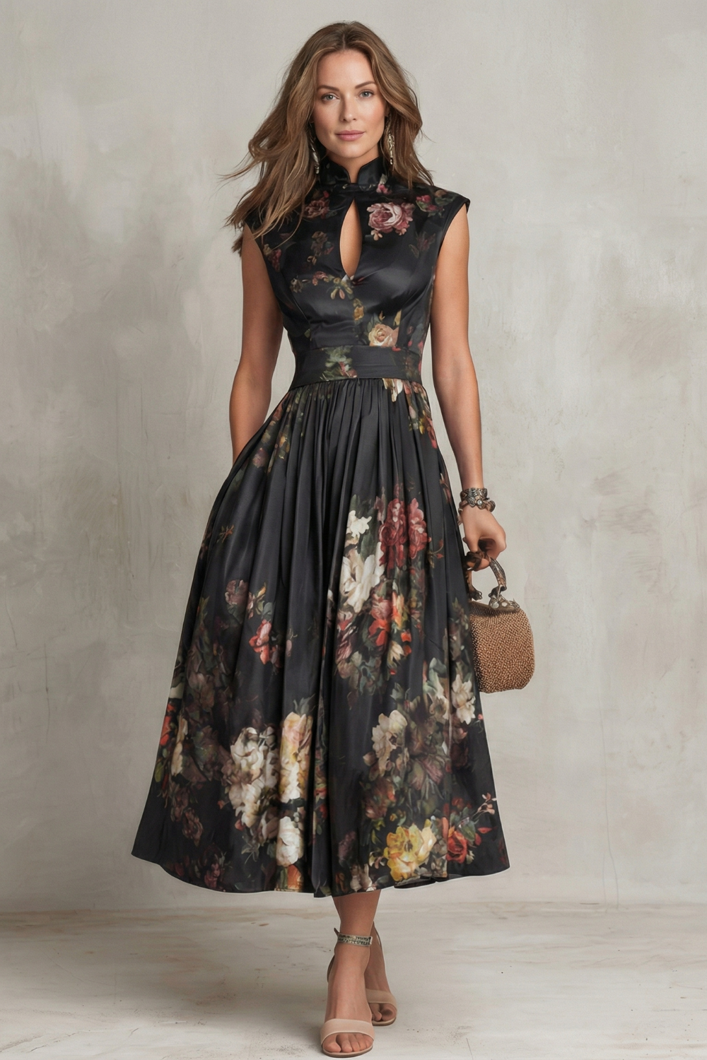 Verity | Women's Sleeveless Floral Midi Dress