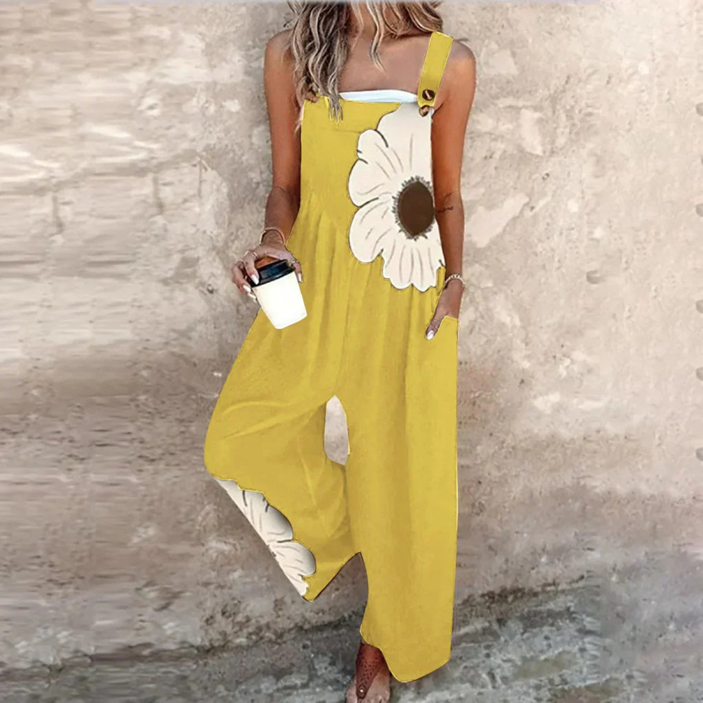 Coralee | Wide-Leg Statement Print Dungarees
