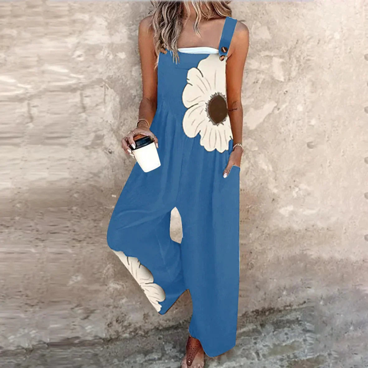 Coralee | Wide-Leg Statement Print Dungarees