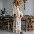 Amelia | Women's Long Sleeve Lace V-Neck Maxi Dress