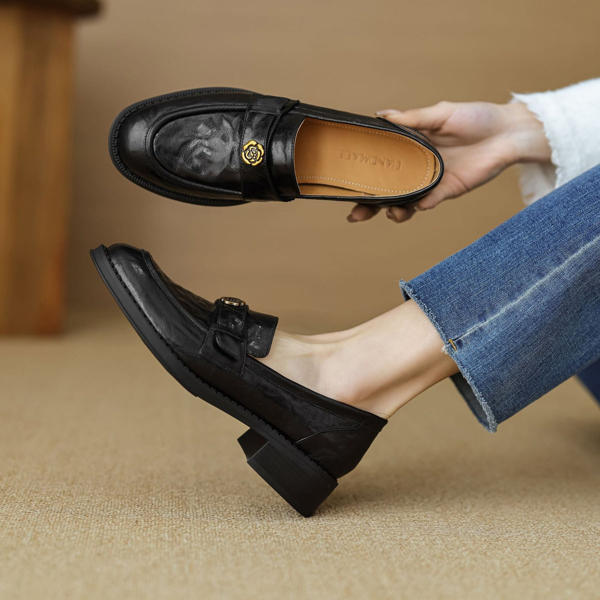 Morrelle | Gold Emblem Loafer