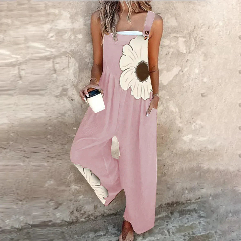 Coralee | Wide-Leg Statement Print Dungarees