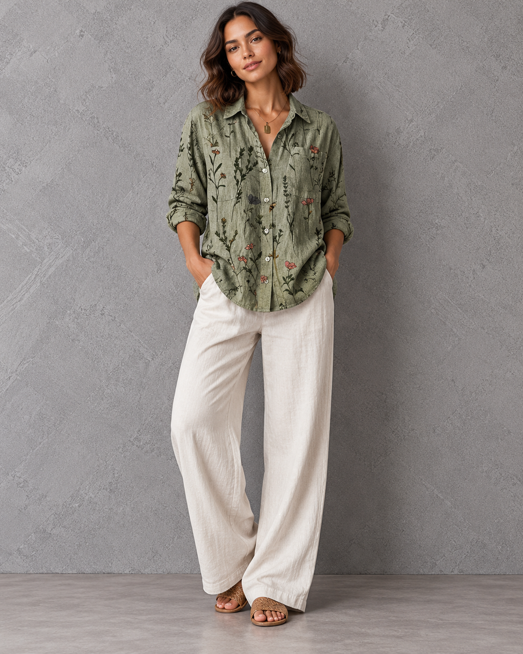 Lily | Women's Printed Vintage Blouse with Pockets