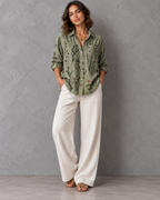 Lily | Women's Printed Vintage Blouse with Pockets