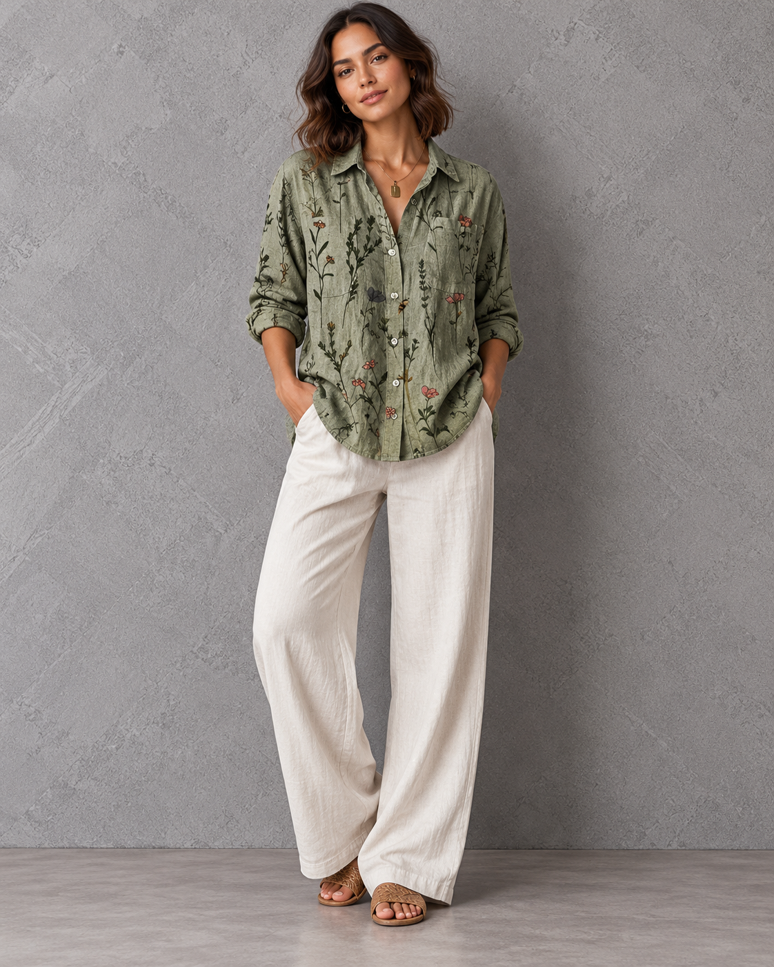 Lily | Women's Printed Vintage Blouse with Pockets