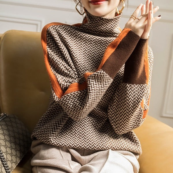 Delia | Striped Roll Neck Jumper