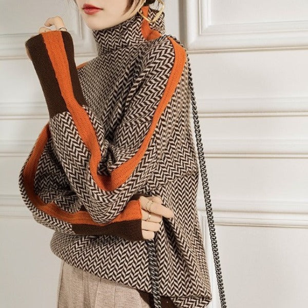 Delia | Striped Roll Neck Jumper
