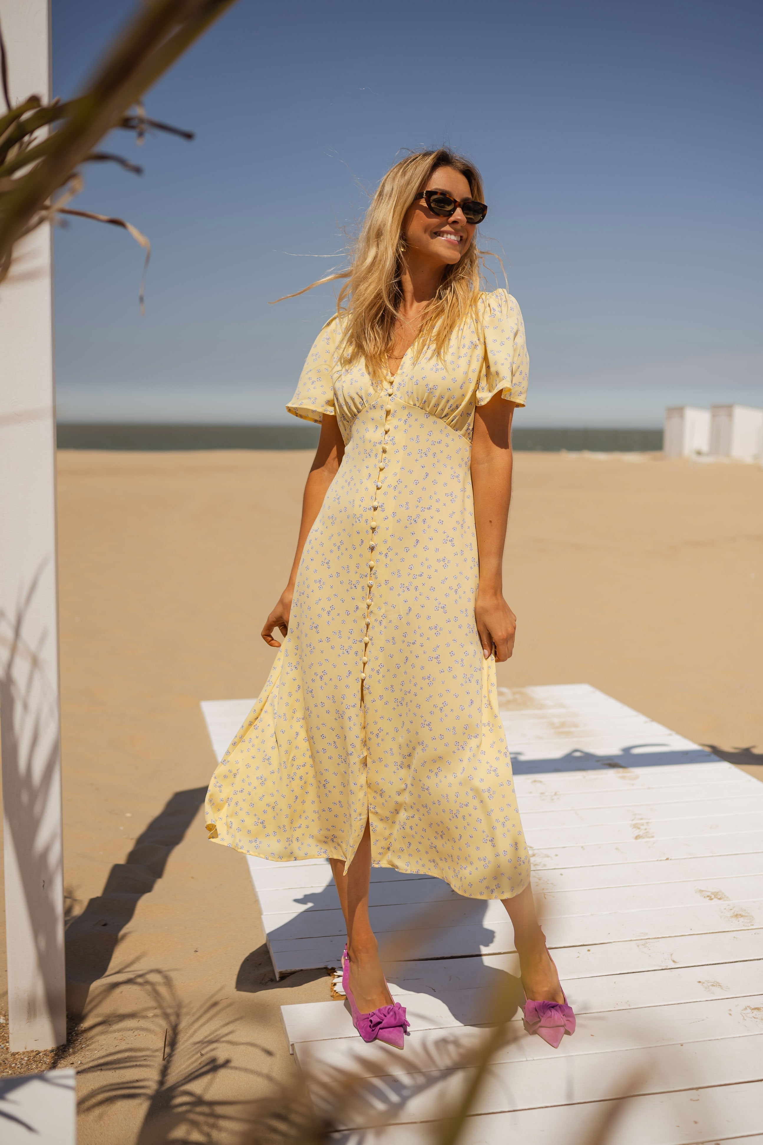 Poppy | Puff Sleeve Midi Dress