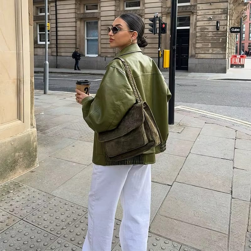 Ava | Faux Leather Oversized Jacket