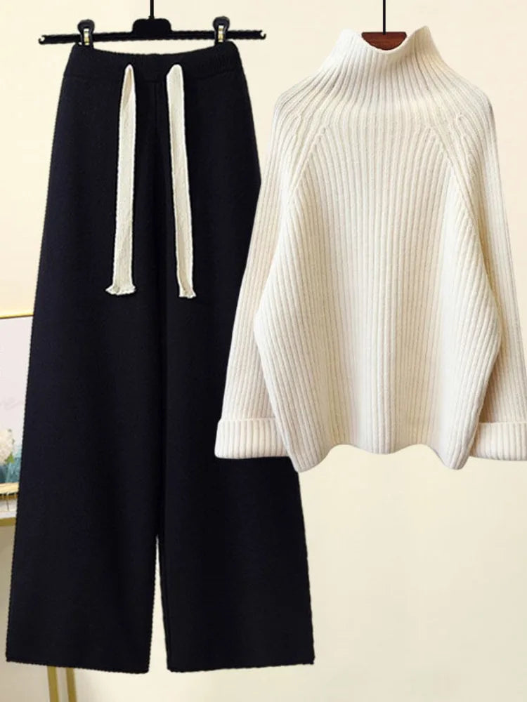 Simone | Turtleneck Wide-Leg Knit Set